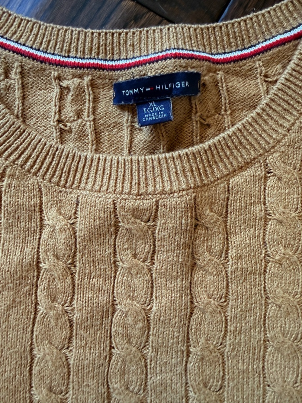Tommy Hilfiger Camel Cable-Knit Crewneck Sweater - Picture 2 of 9